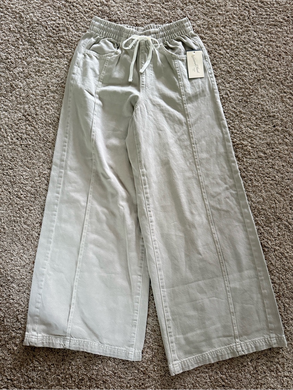 NWT Universal Thread Khaki Green Wide Leg Pull-On Pants XS | Elastic Waist